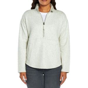 Eddie Bauer Quilted Half-Zip Pullover Heathered Gray Women’s Size XL
